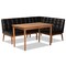 Baxton Studio Sanford Mid-Century Dark Brown Faux Leather and Walnut Brown Finished Wood 3-PC Dining Nook Set 184-11343-9305-Zoro - alternate 1